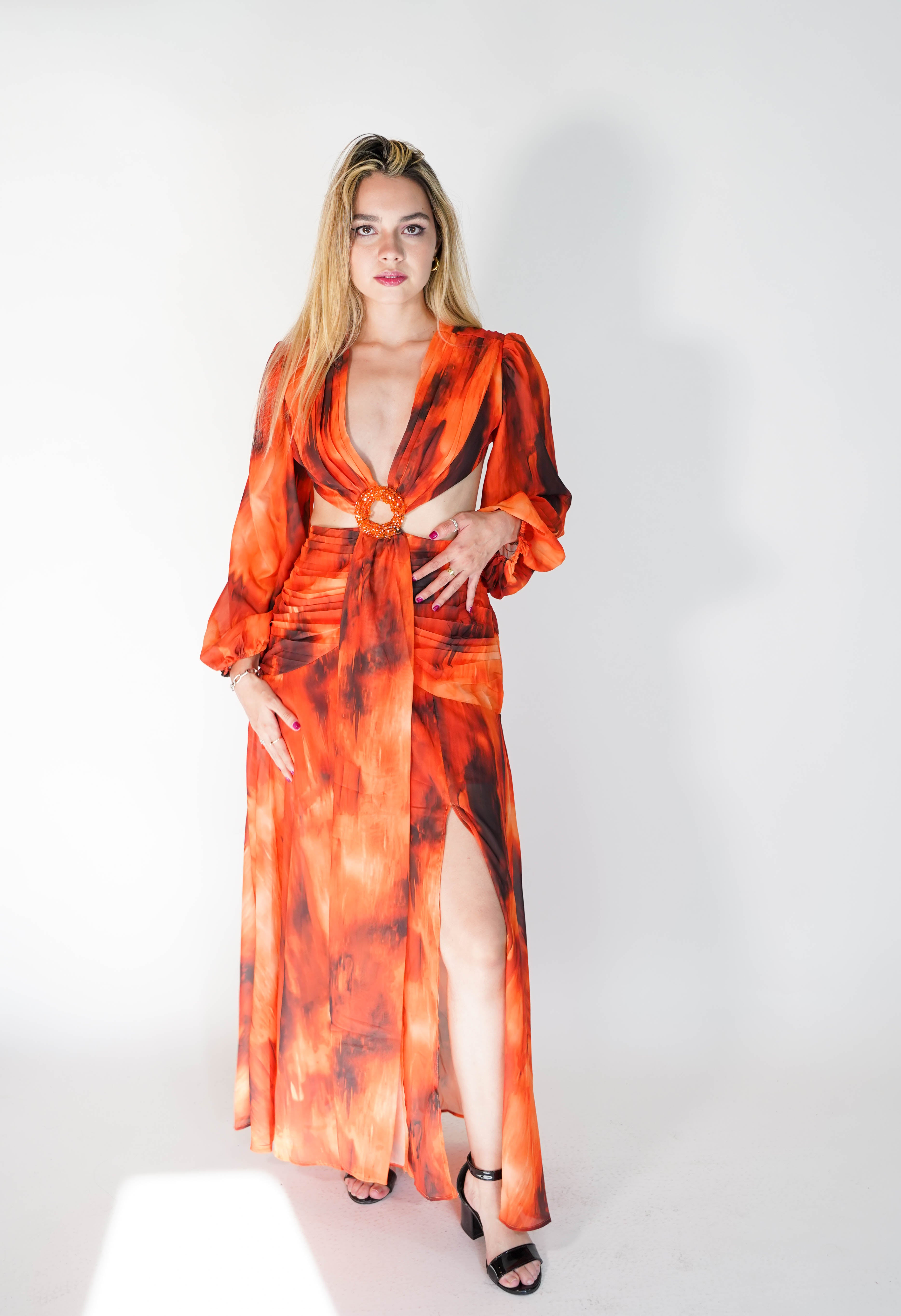 Mara Orange Cut Out Dress