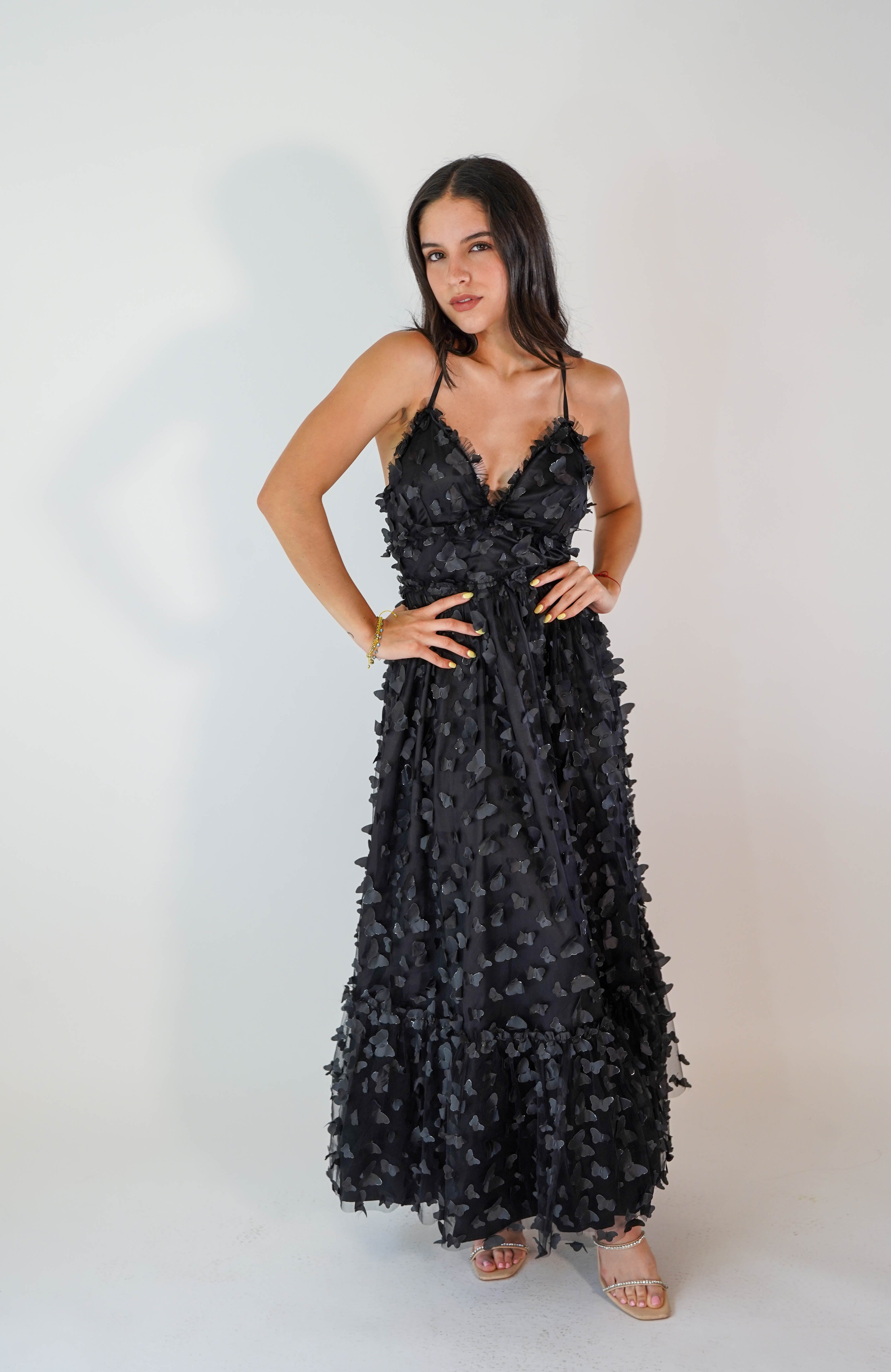 Gracie Butterflies Black Dress