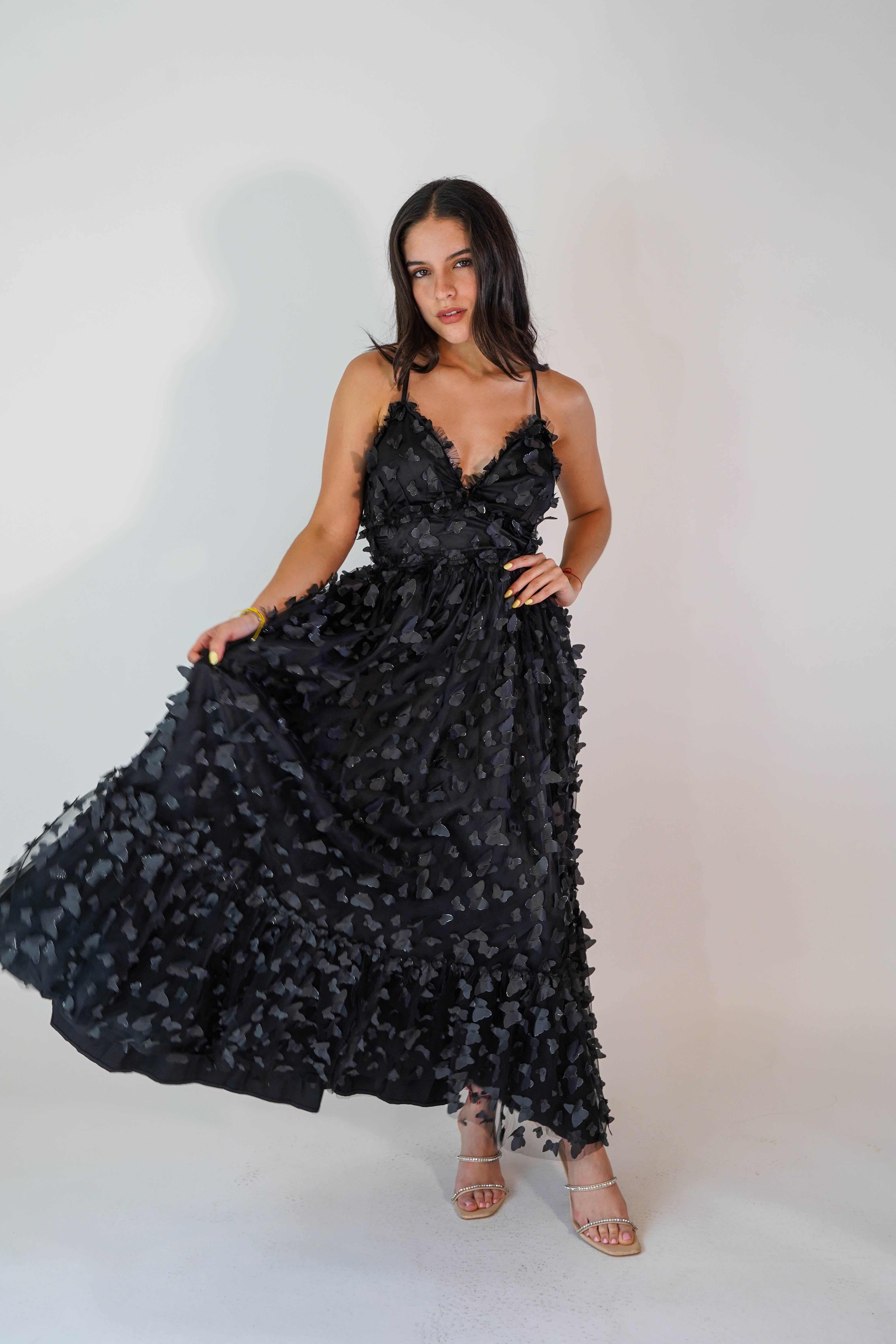 Gracie Butterflies Black Dress