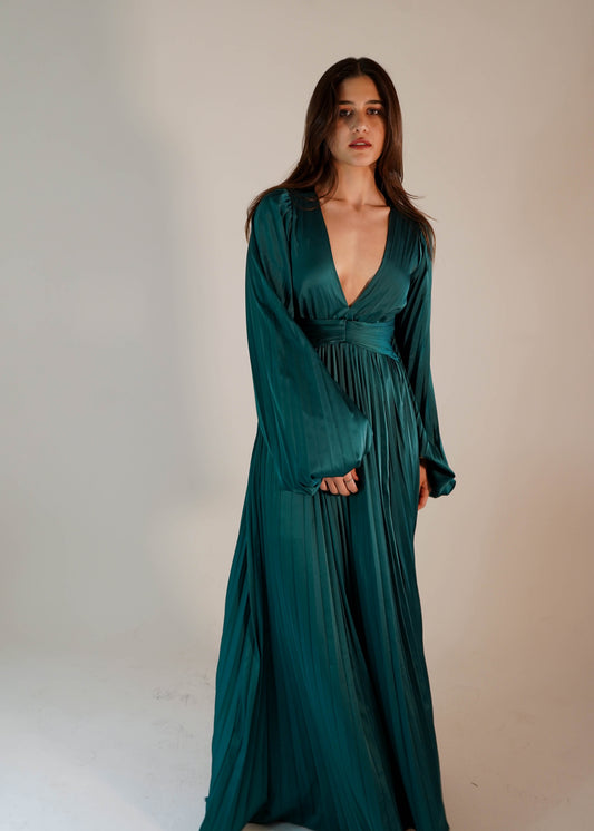 Elisa Long Sleeve Green Dress