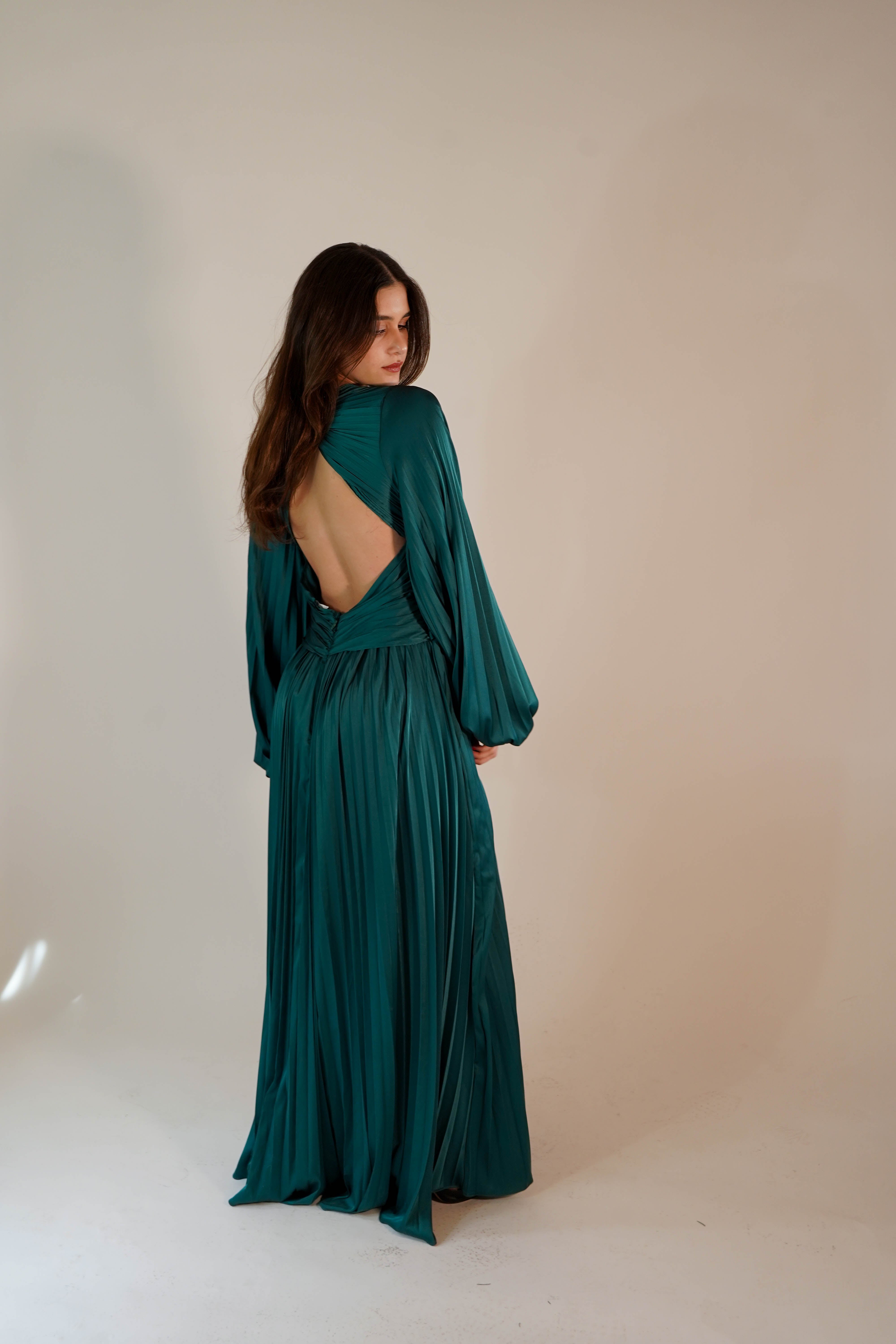 Elisa Long Sleeve Green Dress