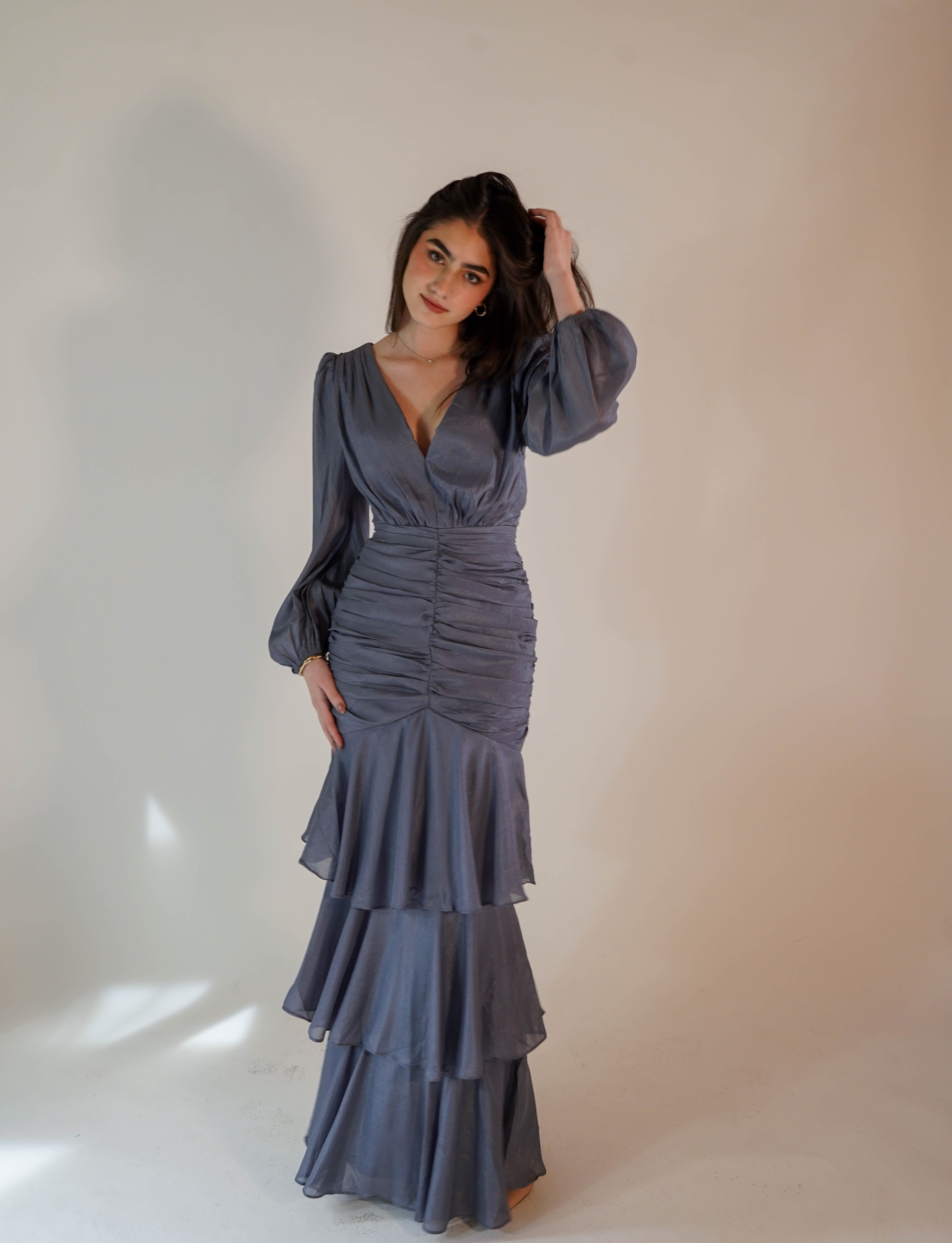 Rosie Ruffle Blue Dress