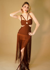 Ayla Brown Cut Out Dress