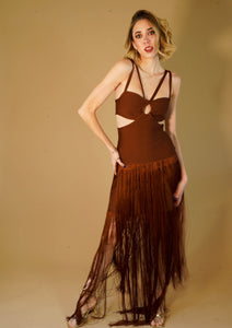 Ayla Brown Cut Out Dress