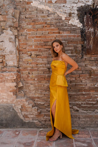 Elena Bun Strapless Dress
