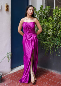 Alaia Magenta Strapless Dress