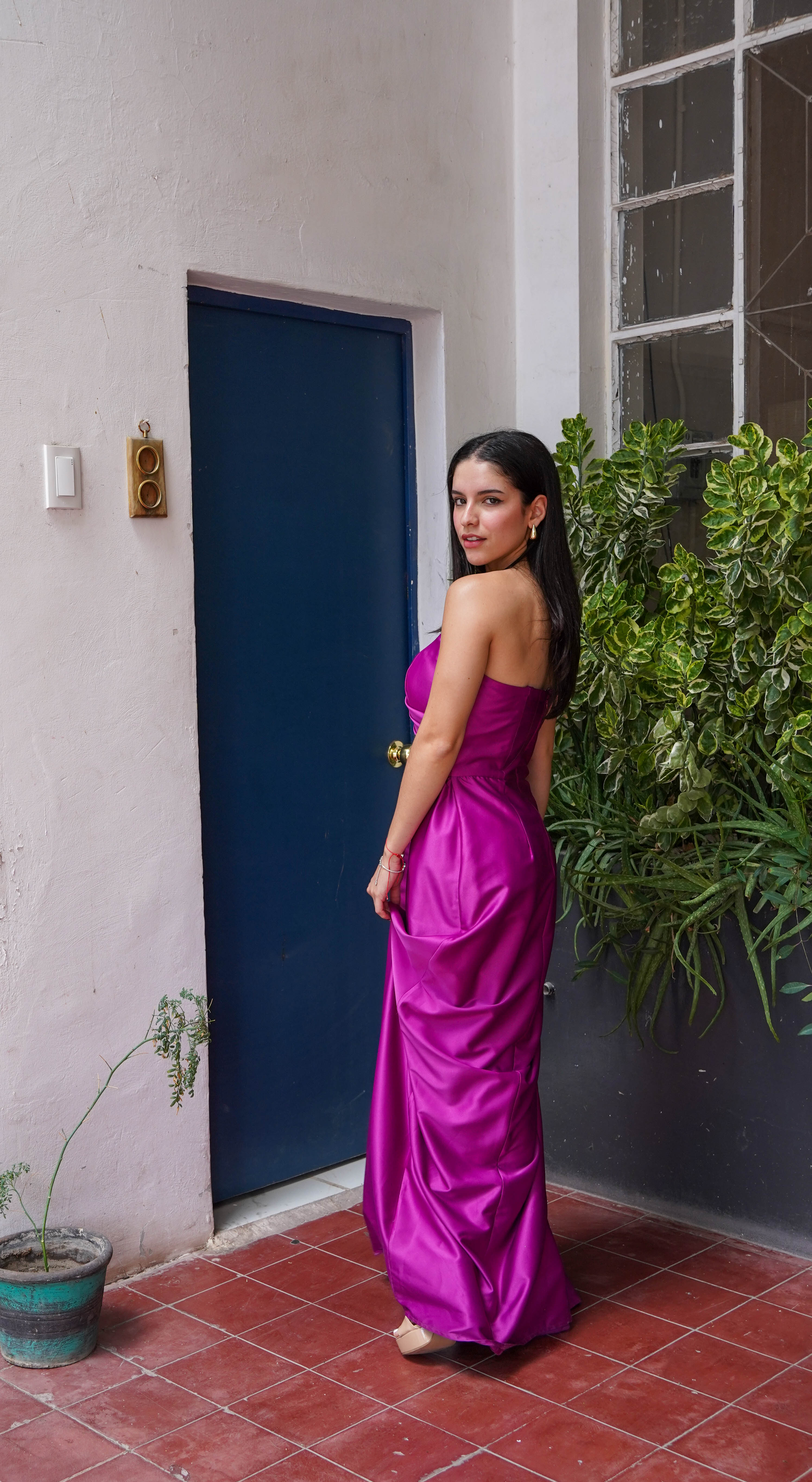 Alaia Magenta Strapless Dress