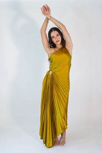 Margot Asymmetric Mustard Dress