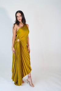 Margot Asymmetric Mustard Dress