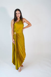 Margot Asymmetric Mustard Dress