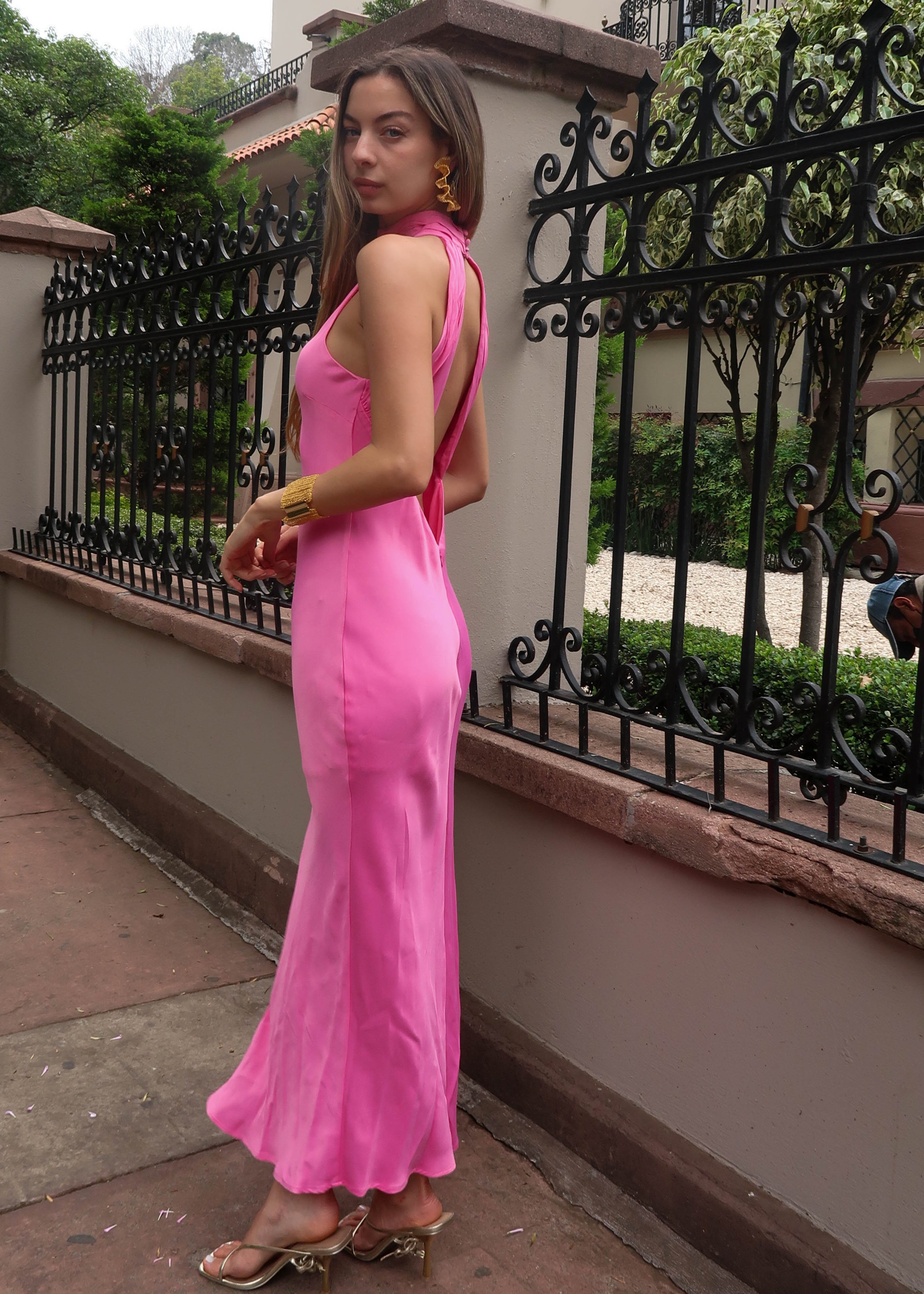 Lina Pink Halter Dress