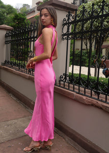 Lina Pink Halter Dress
