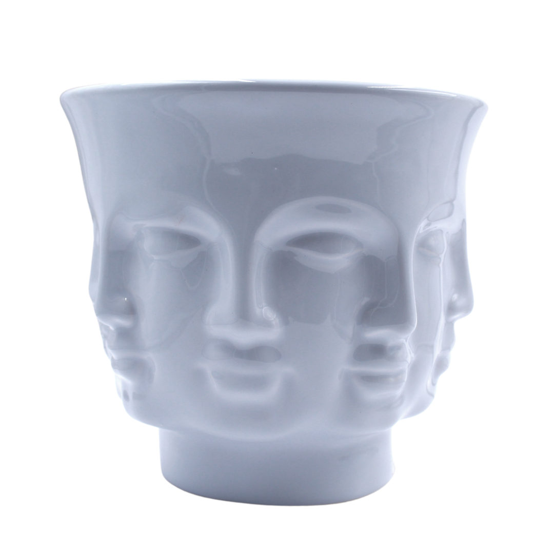 Maceta 8 caras blanca