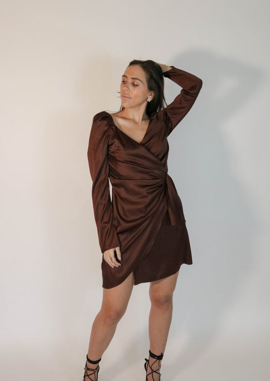 Vestido corto cafe marron