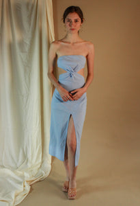 Vestido estraple cut out azul