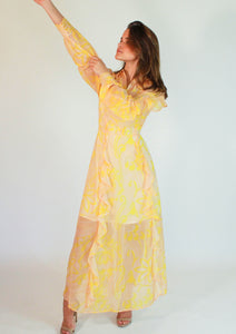 Vestido amarillo estampado