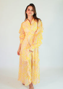 Vestido amarillo estampado