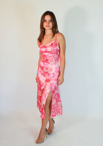 Vestido midi flores rosas