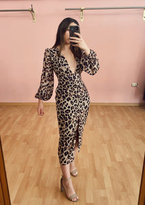 Vestido midi animal print