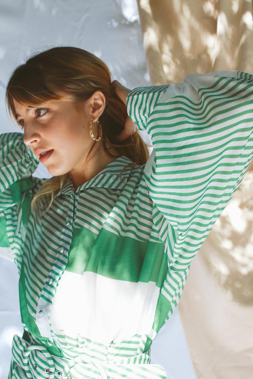 Vestido Verde Con Rayas