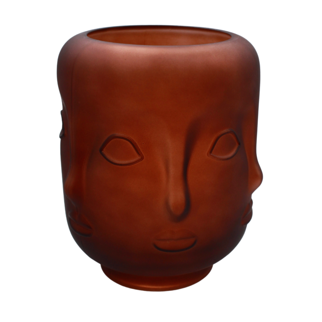 Maceta caras ambar grande