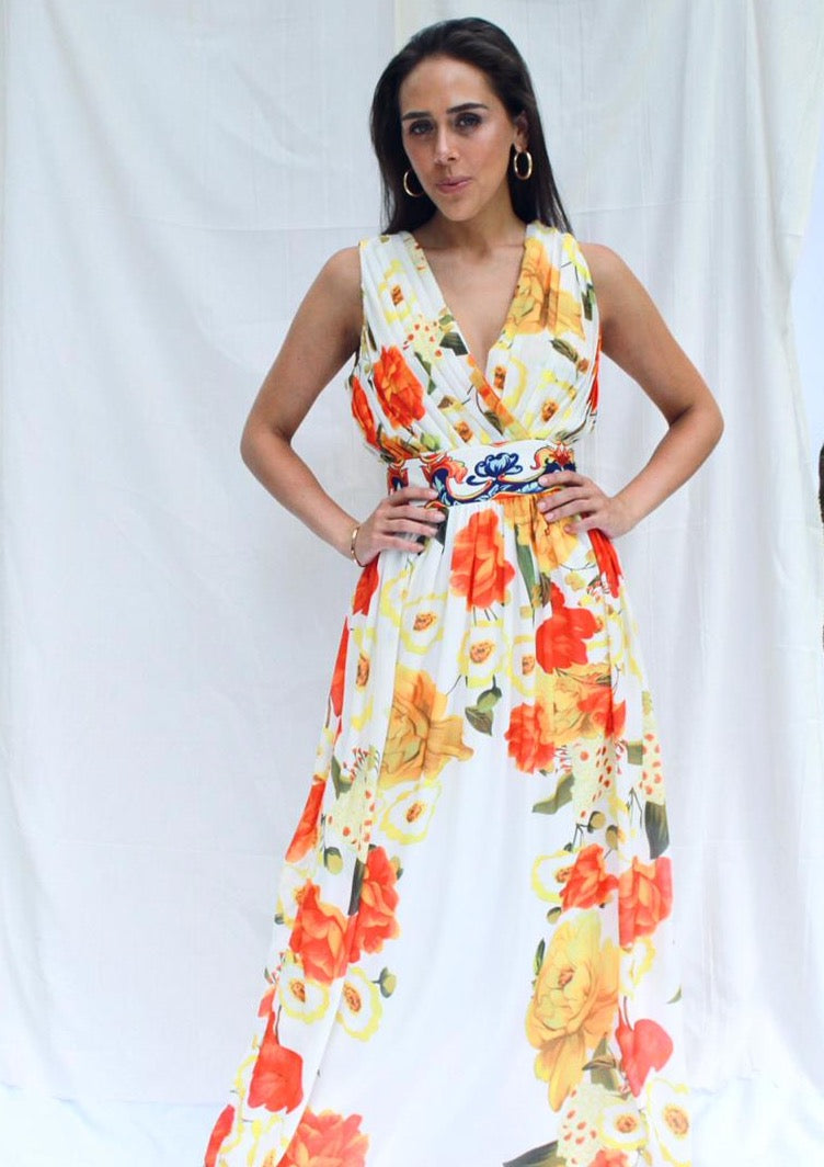 Vestido Blanco Con Flores